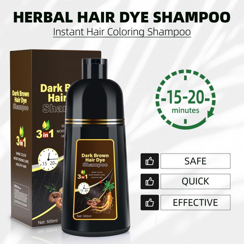 Shampoo de tintura de cabelo MOISTAR Dark Brown 500mL 3 em 1 com